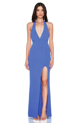 Nookie Illegal Side Split Gown - Blue Jay