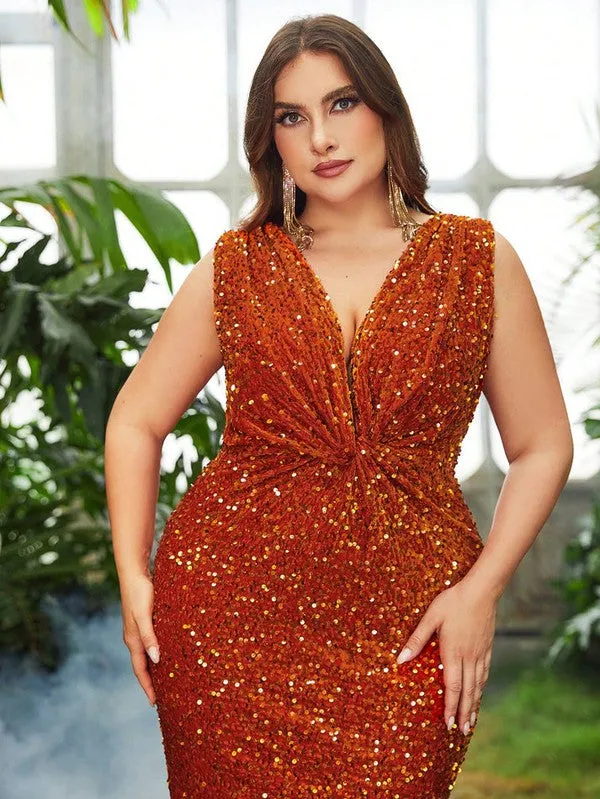 Orange Twist Sequin Dress