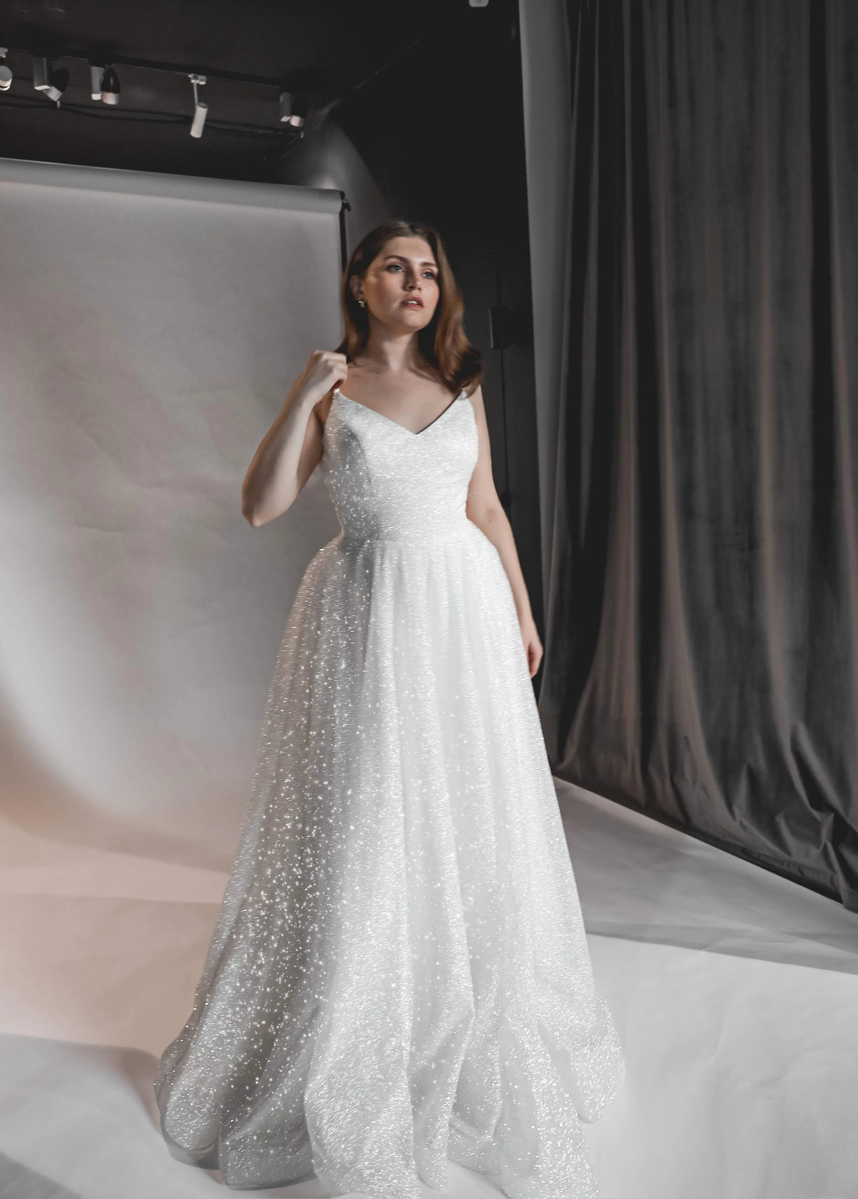 Plus Size Glitter Wedding Dress Heist