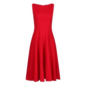 Red Audrey Style 1950s Swing Dress