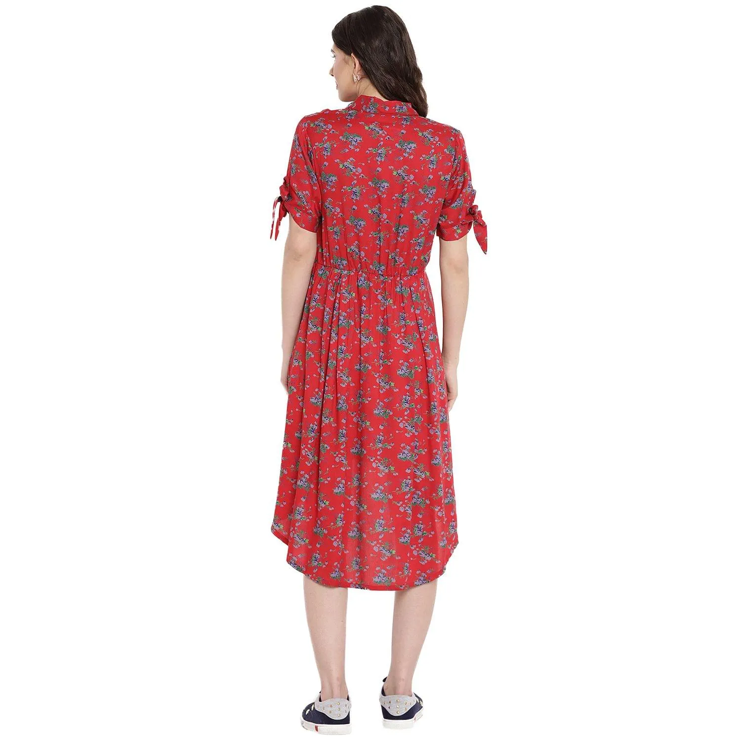 Red Floral Print Maternity Dress