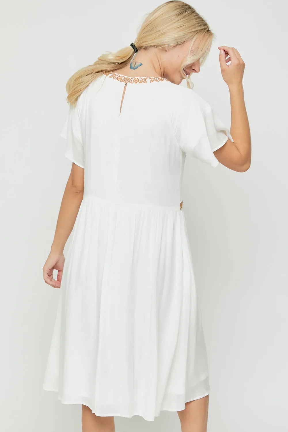 Riley Embroidered Knee Length Dress