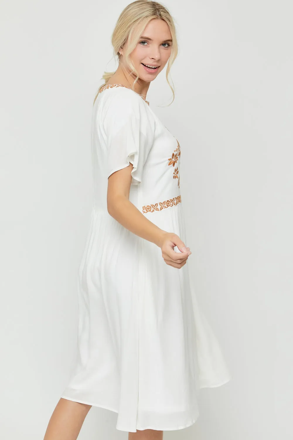 Riley Embroidered Knee Length Dress