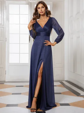 Robe mariage invitée Longue chatoyante à Col en V pour femmes