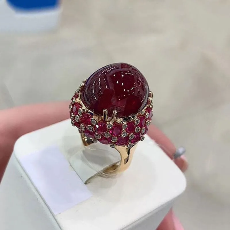 Ruby Cocktail Adjustable Ring