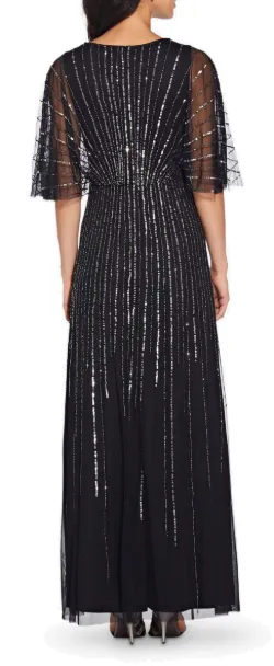 Sequin V-Neck Black Dress