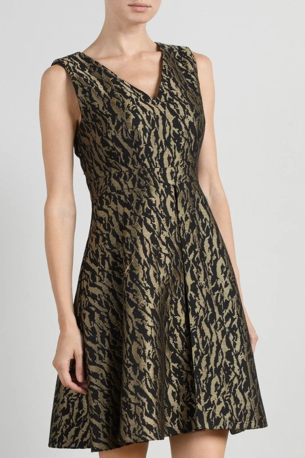 SOMERSET By Alice Temperley Black Jacquard Fit and Flare Dress (UK 10 - UK 12)