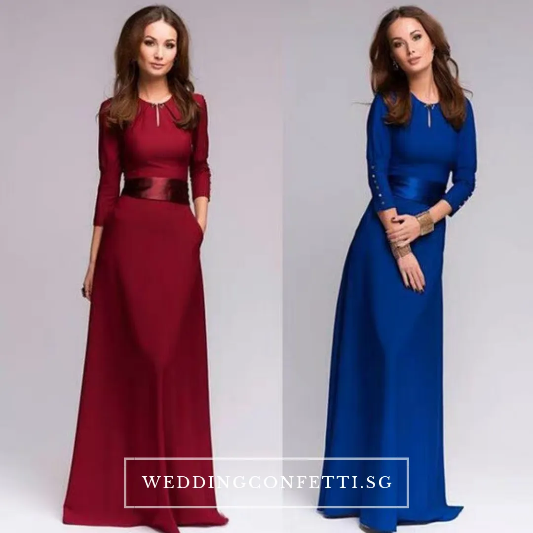 The Azura Red/ Blue Long Sleeves Dress