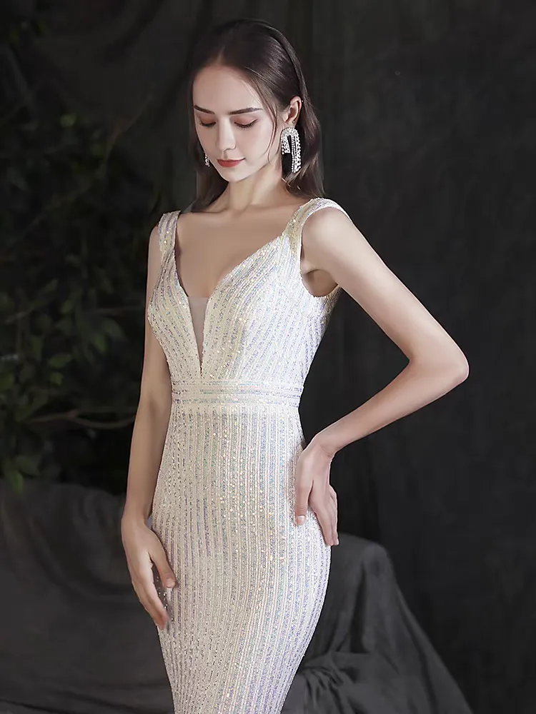 The Lerenta White Sequined Dress