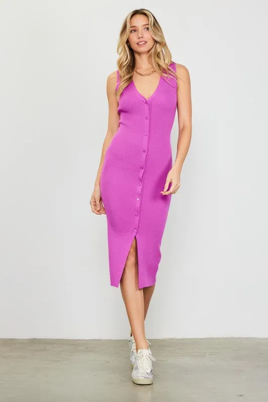 Veronica Ribbed Dress (Mulberry)