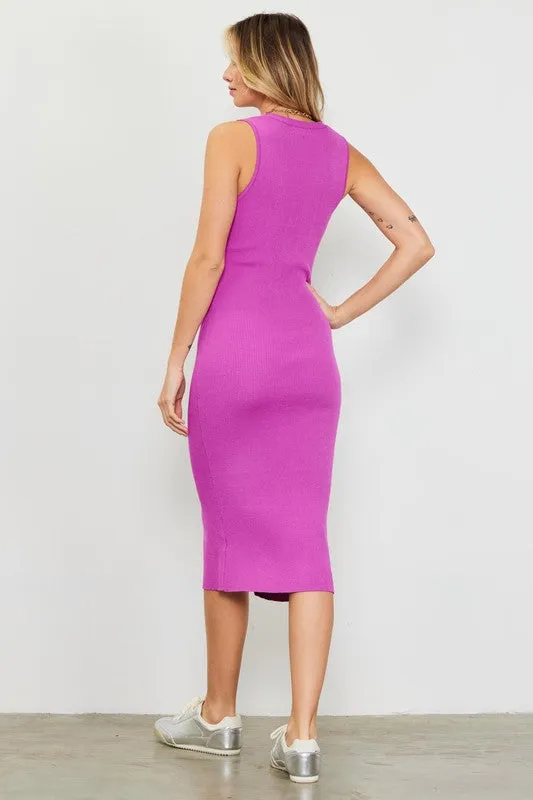 Veronica Ribbed Dress (Mulberry)