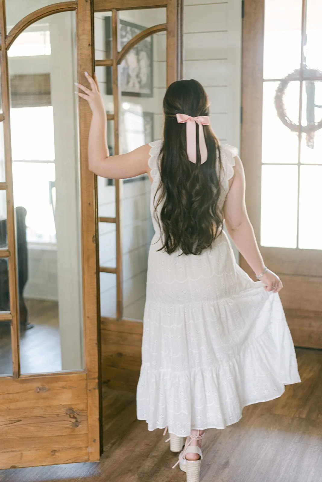 White Eyelet Lace Midi Dress