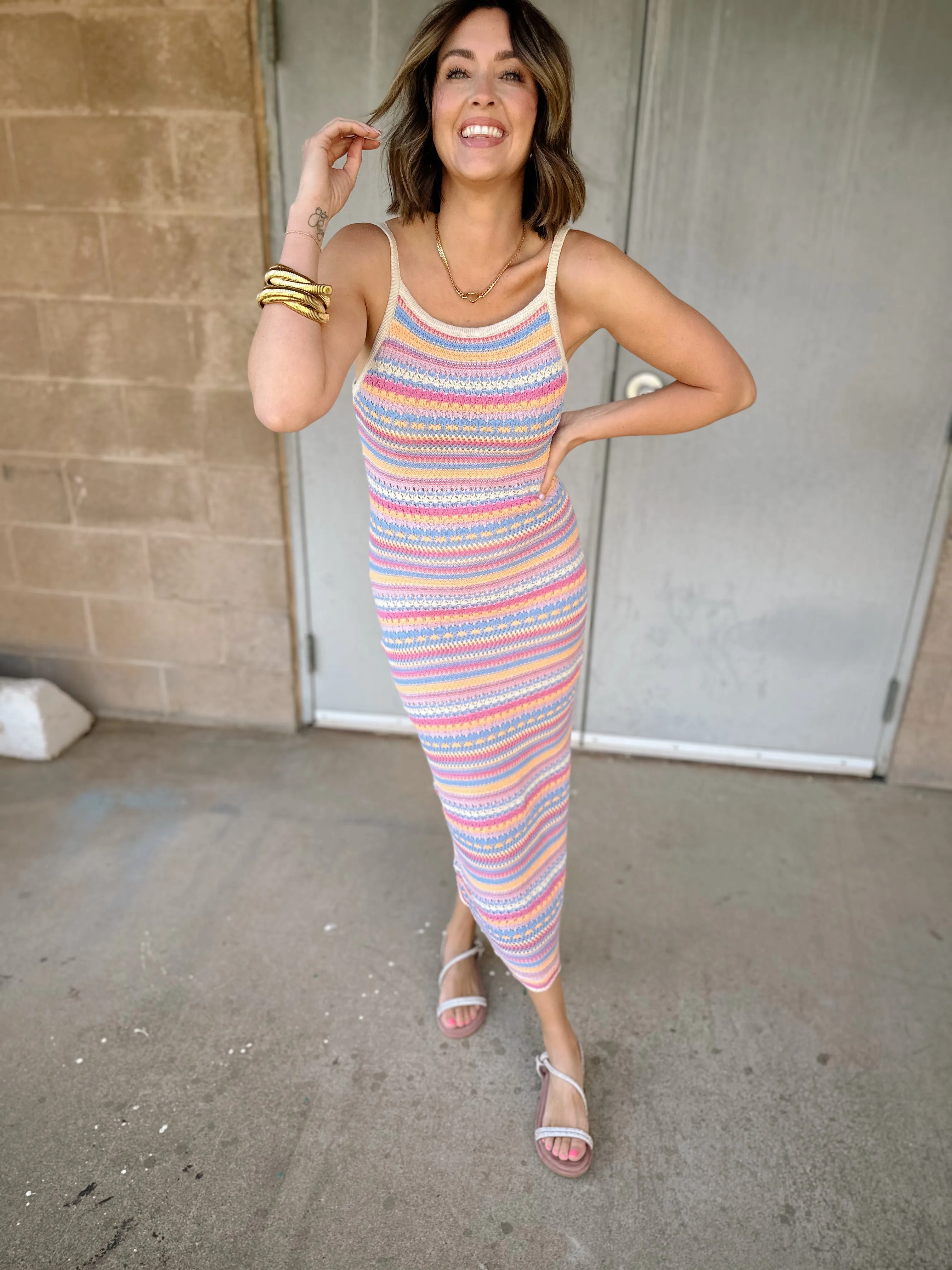 Z Supply Santa Cruz Stripe Midi Dress | Raspberry Sorbet